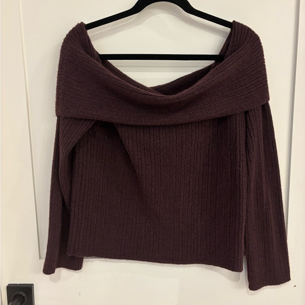 H&M Off-Shoulder Sweater in Deep Purple